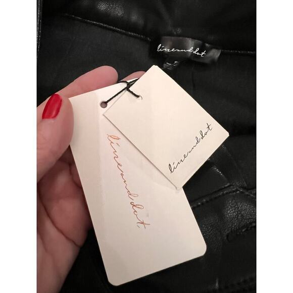 Line and Dot Reina Black Faux Leather Mid Rise Straight Leg Pants Size Small NWT - Picture 7 of 9